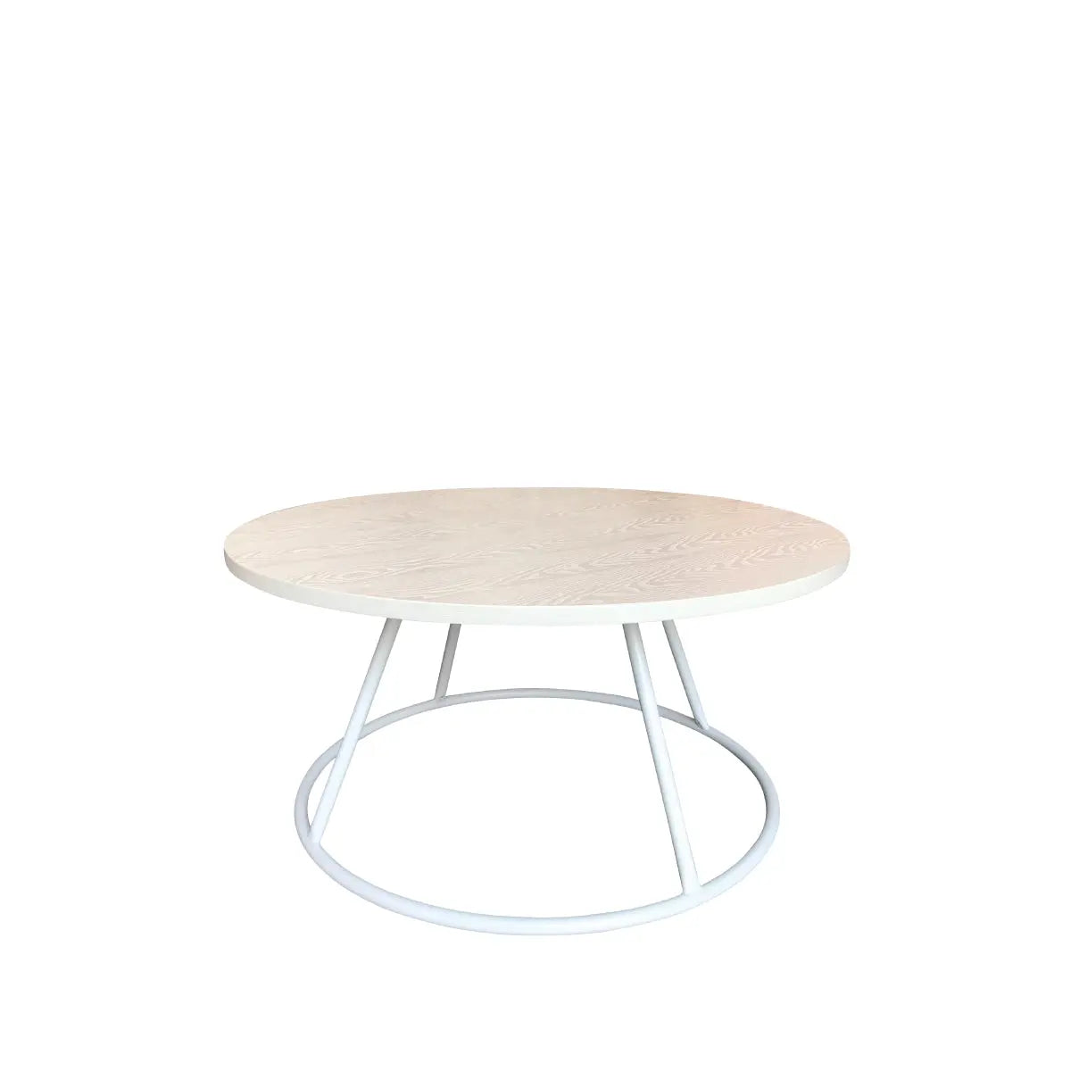 Geo coffee table white round Desert River Rentals