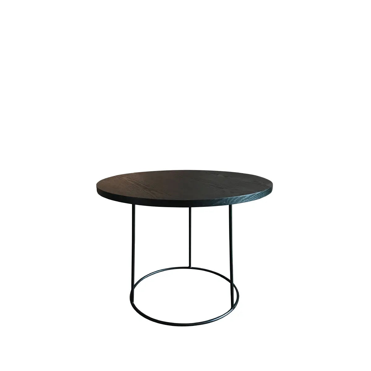 Geo side table black round Desert River Rentals