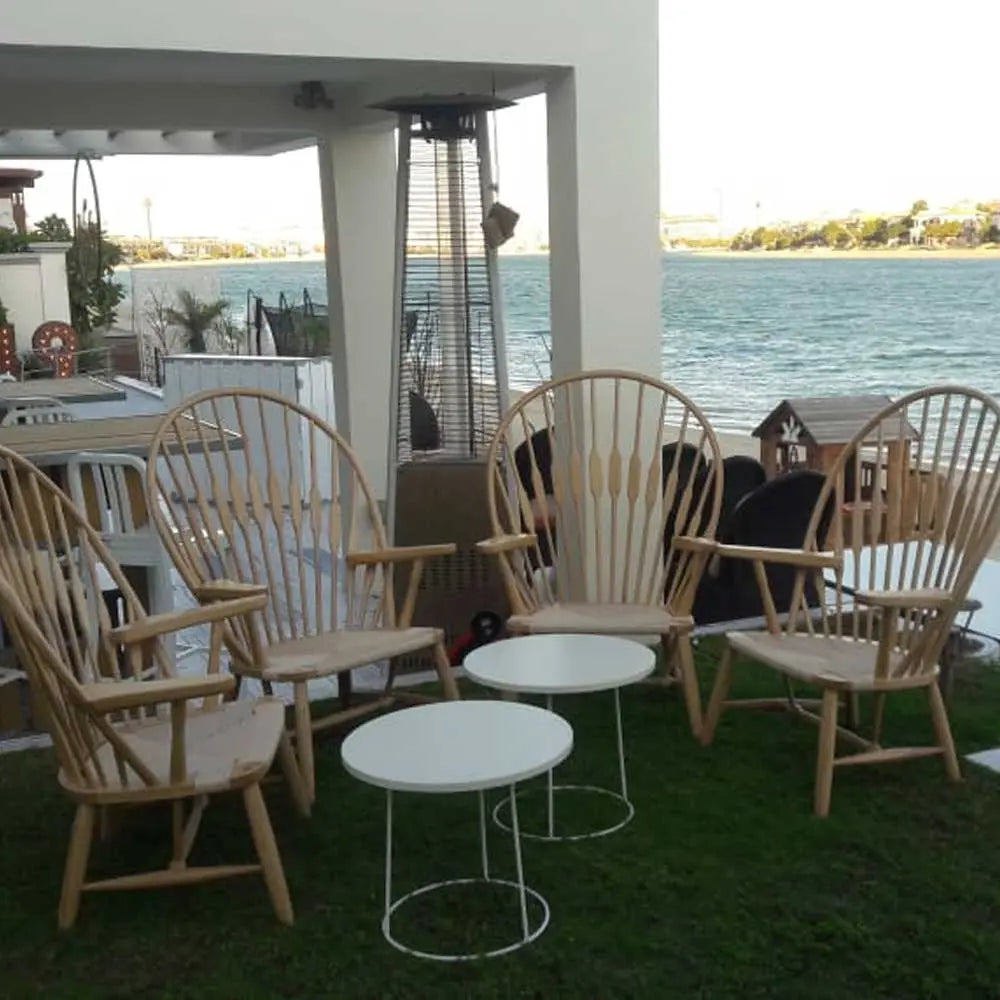 Geo side table white round Desert River Rentals