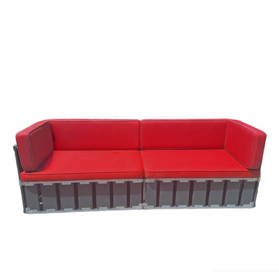 The Lounge Crate Red 4 Seater Grey Wood Desert River Rentals