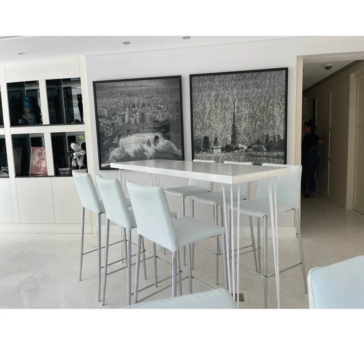 James bar stool white Desert River Rentals