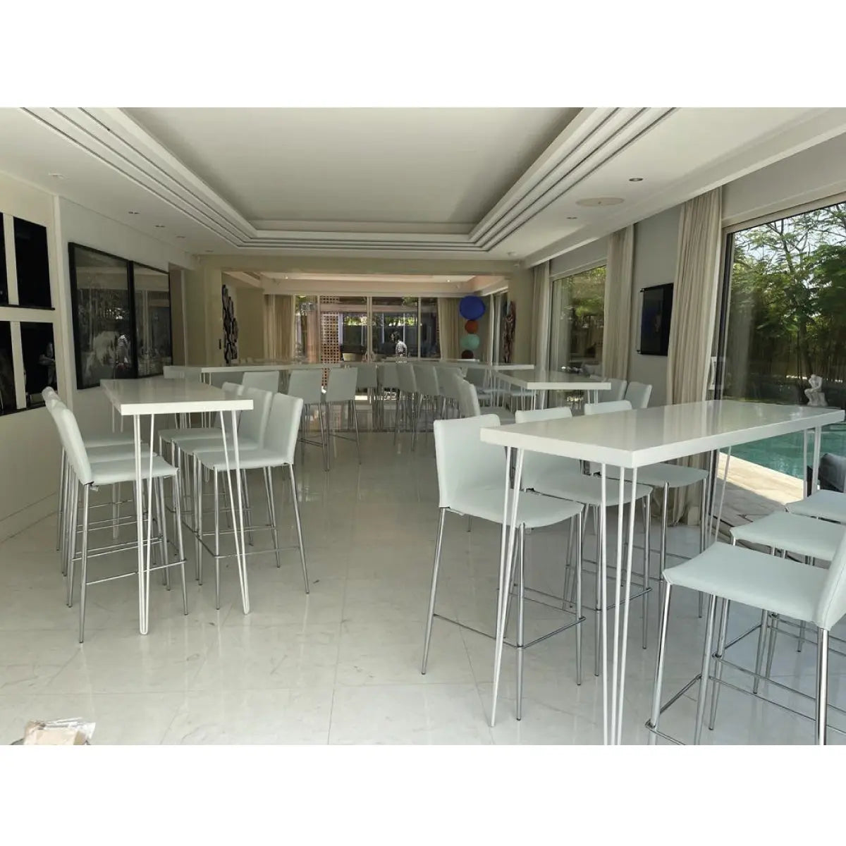 James bar stool white Desert River Rentals