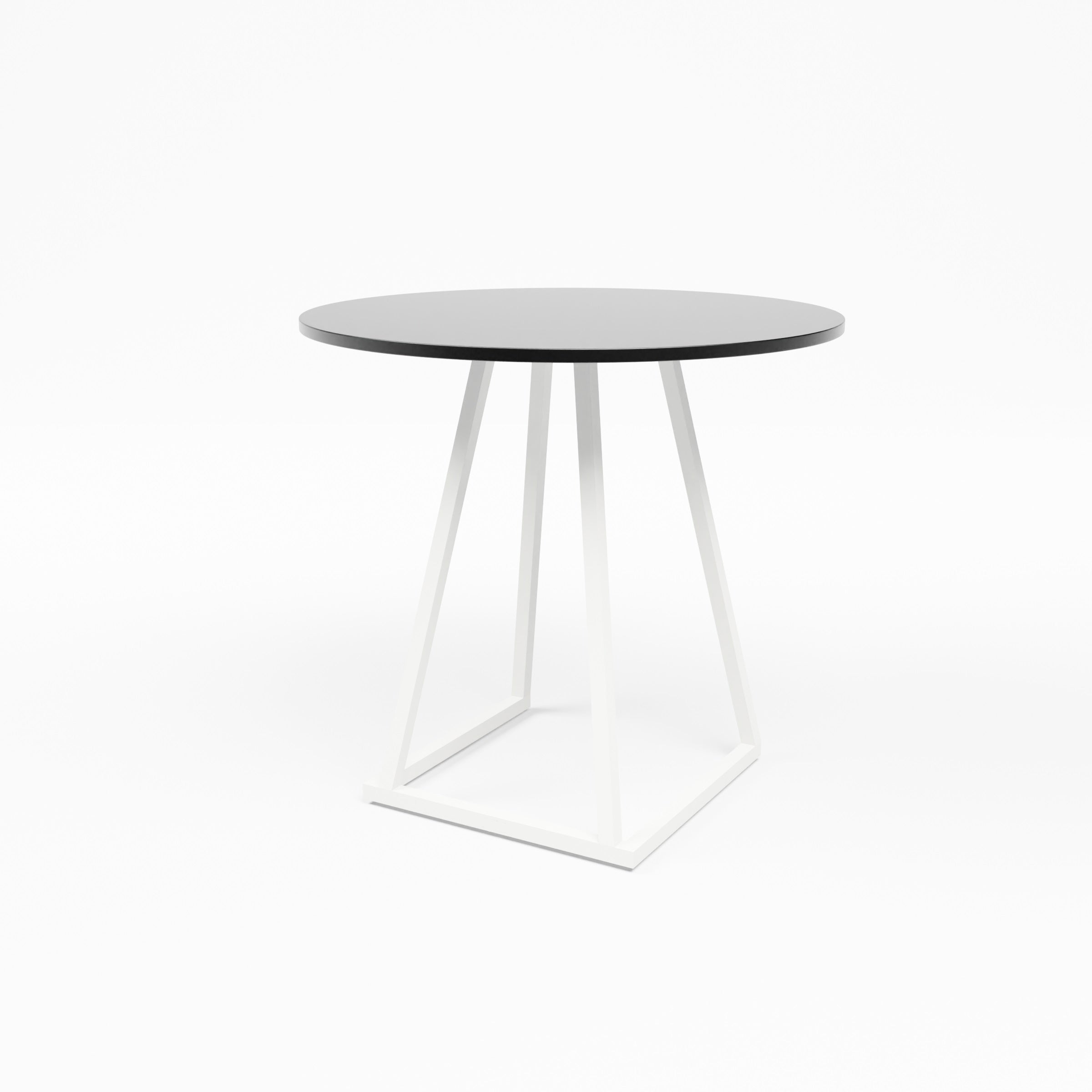 Linea Dining Table (White Frame with Black Round Top) Desert River Rentals