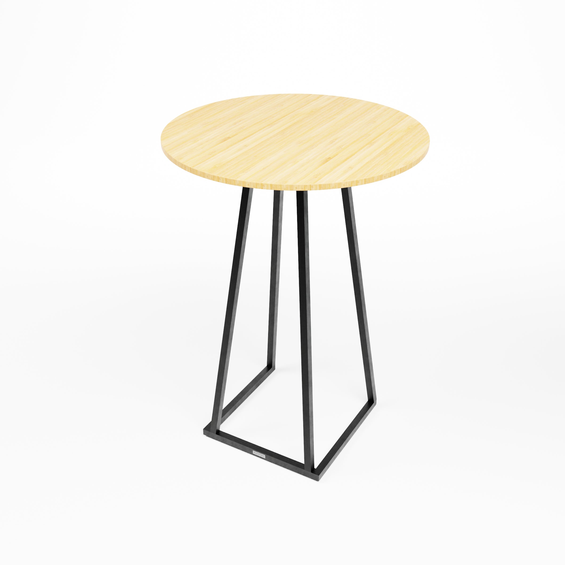 Linea Cocktail Table (Black Frame with Round Bamboo Top) Desert River Rentals