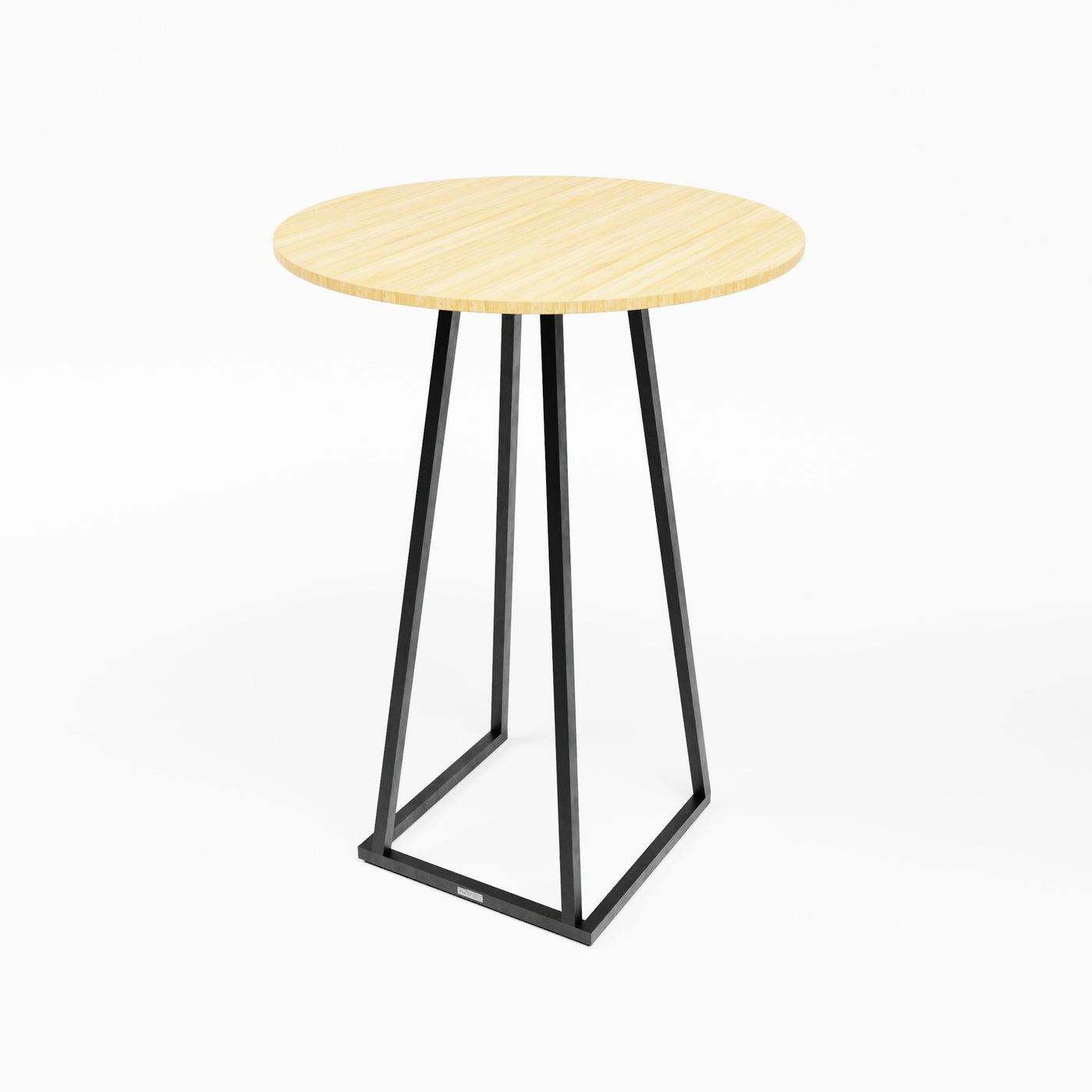 Linea Cocktail Table (Black Frame with Round Bamboo Top) Desert River Rentals