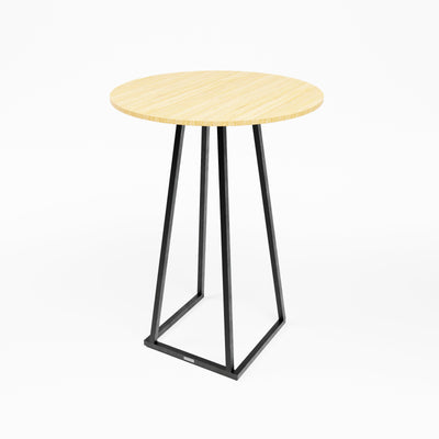 Linea Cocktail Table (Black Frame with Round Bamboo Top) Desert River Rentals