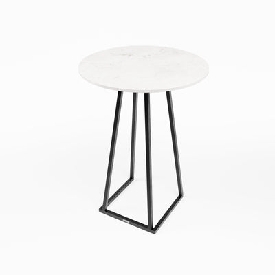 Linea Cocktail Table (Black Frame with Round Marble Top) Desert River Rentals