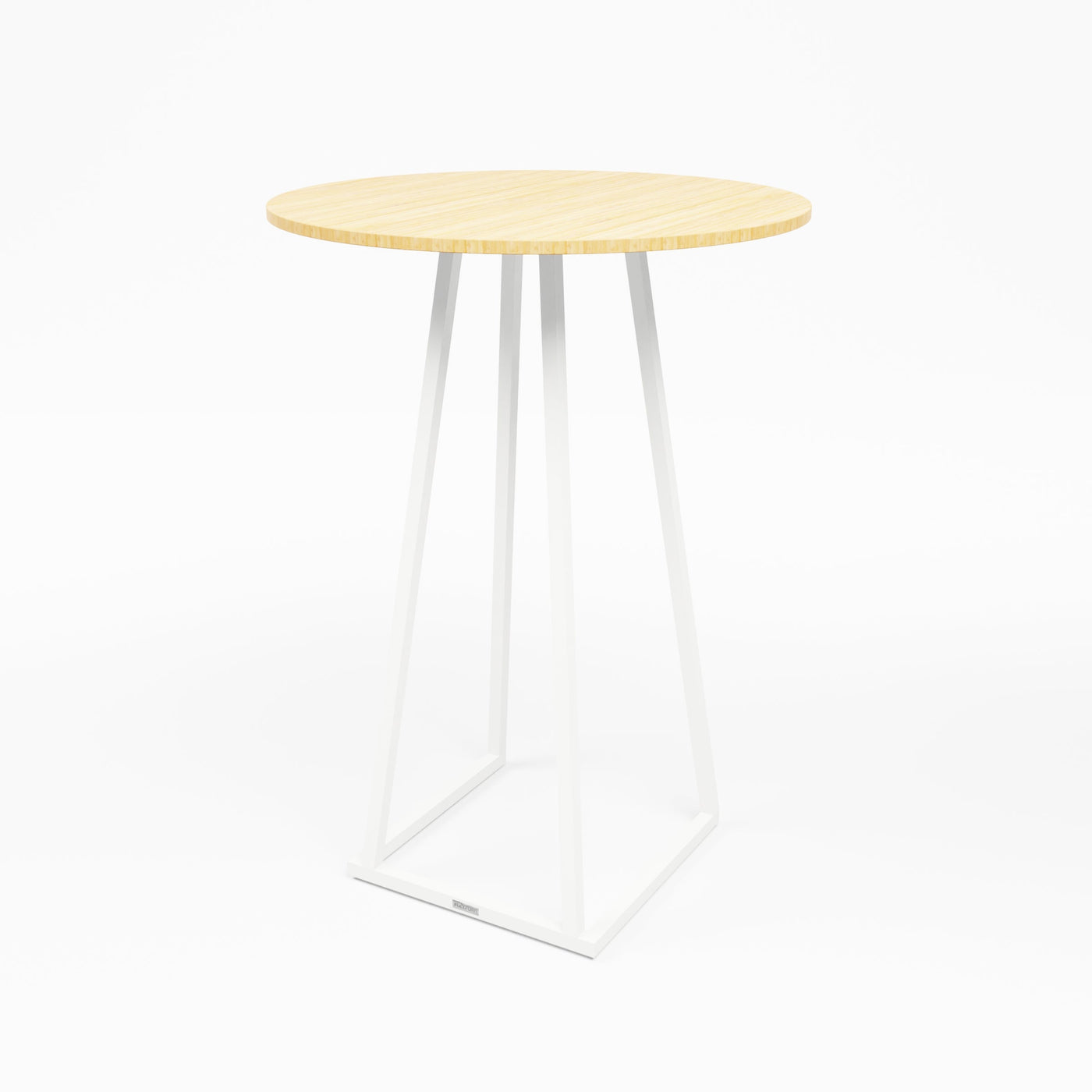 Linea Cocktail Table (White Frame with Round Bamboo Top) Desert River Rentals