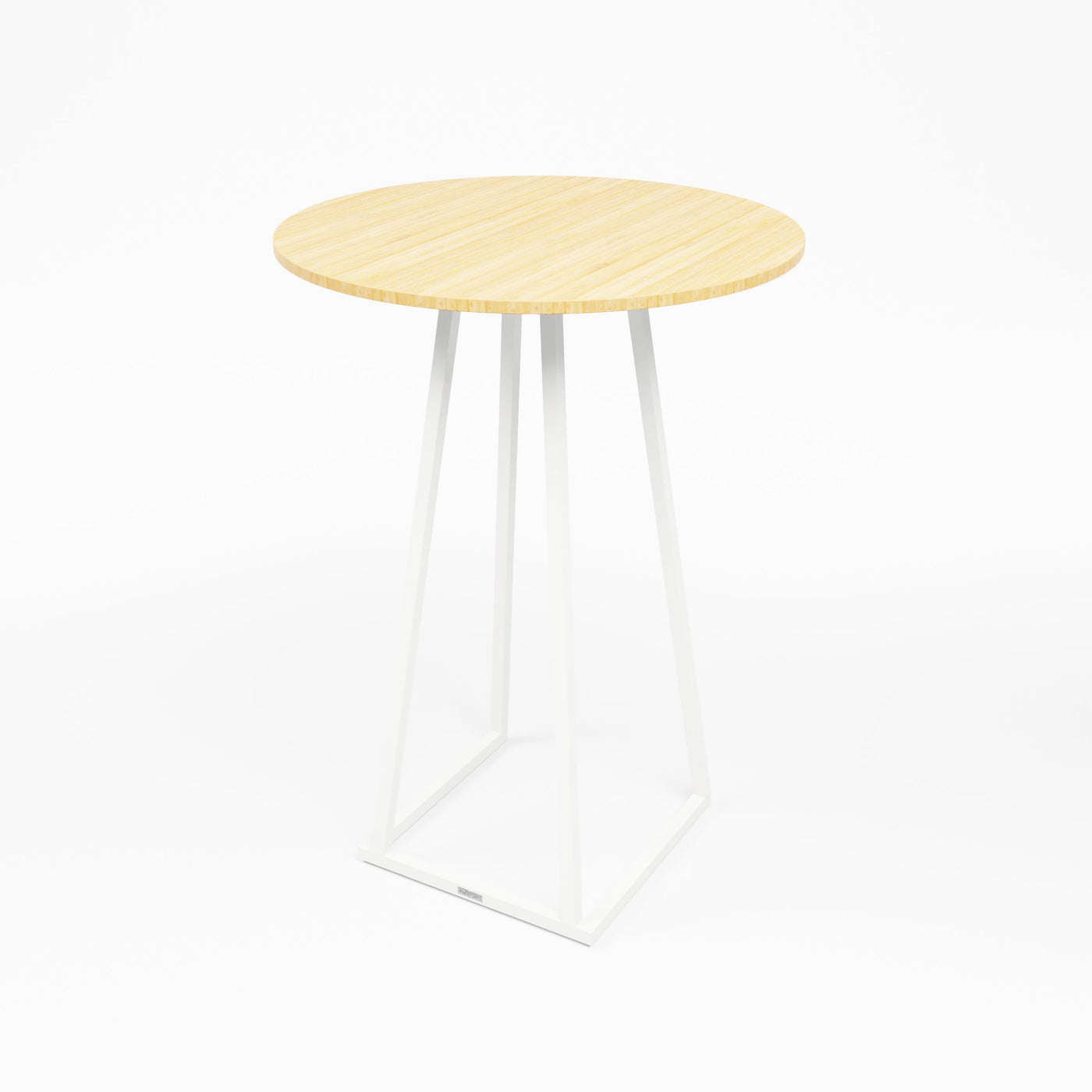 Linea Cocktail Table (White Frame with Round Bamboo Top) Desert River Rentals
