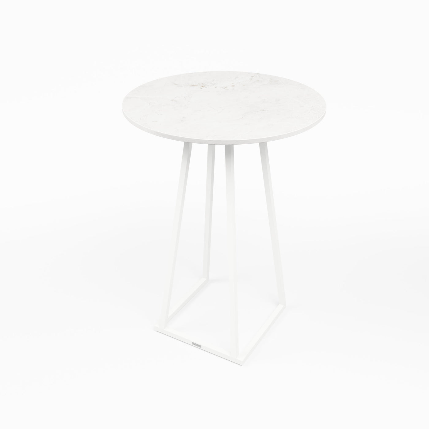 Linea Cocktail Table (White Frame with Round Marble Top) Desert River Rentals