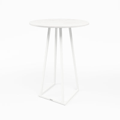 Linea Cocktail Table (White Frame with Round Marble Top) Desert River Rentals