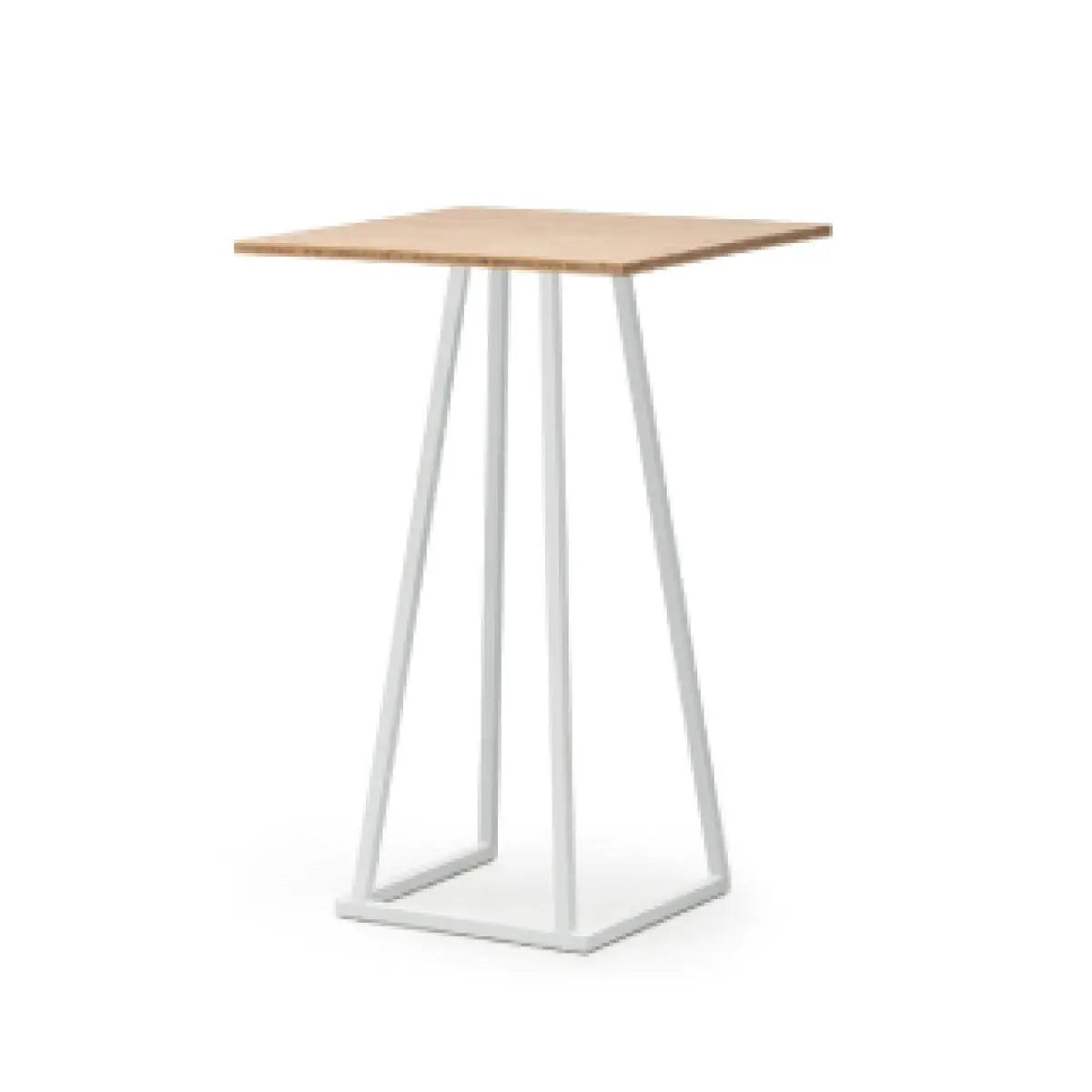 Linea cocktail table, white frame, bamboo top Desert River Rentals