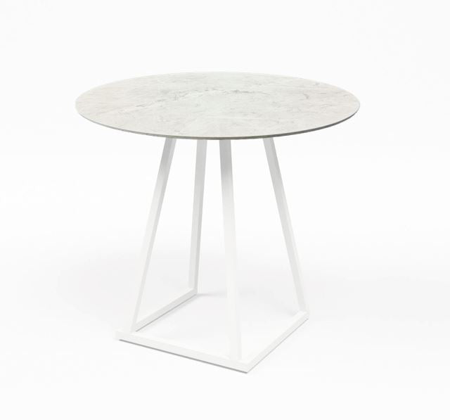 Linea Dining Table (White Frame with Round White Marble Top)