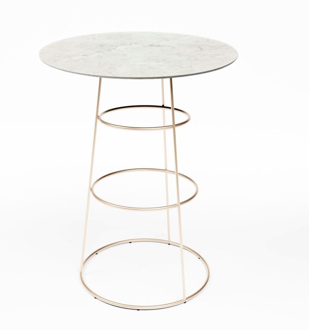 Felicia Cocktail Table (Rose Gold Frame with Round Marble Top) Desert River Rentals