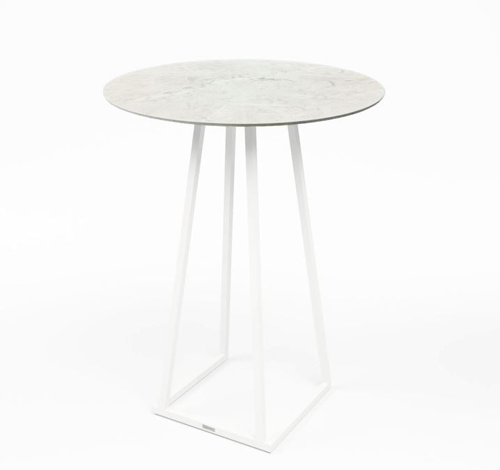 Linea Cocktail Table (White Frame with Round Marble Top) Desert River Rentals