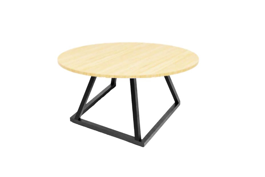 Linea Coffee Table (Black Frame with Round Bamboo Top) Desert River Rentals