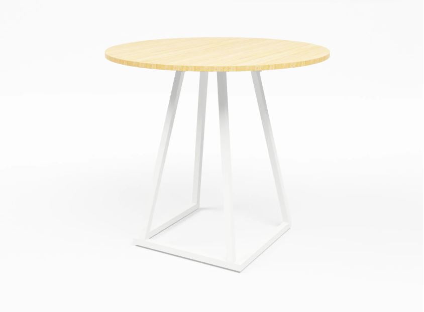 Linea Dining Table (White Frame with Round Bamboo Top)