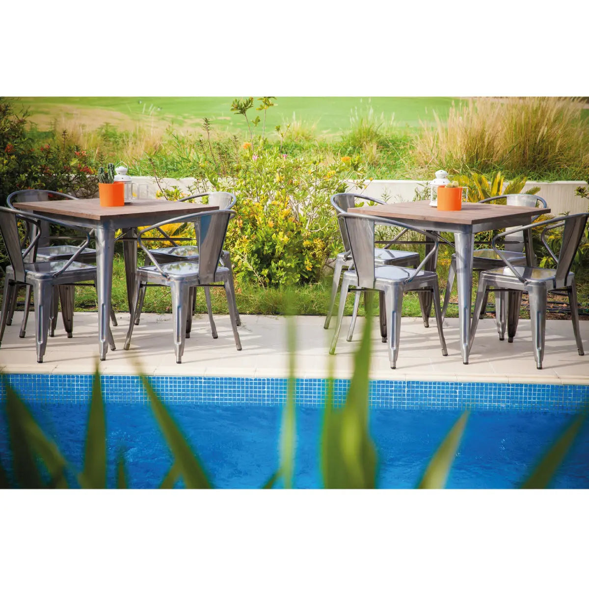 Loft 4 seater dining table gunmetal Desert River Rentals