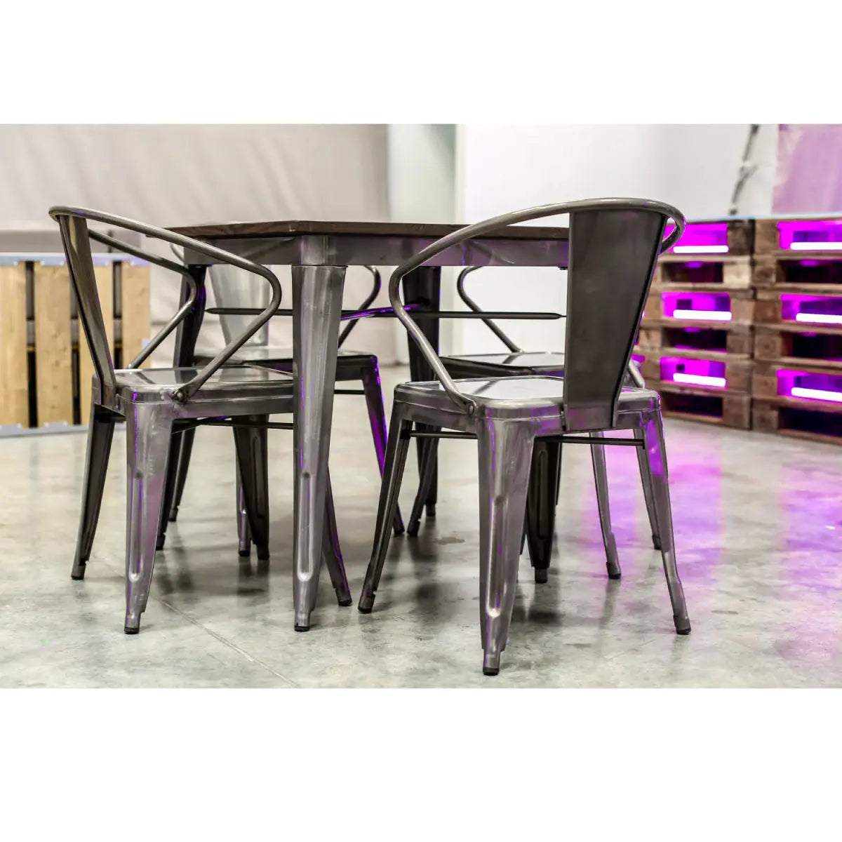 Loft 4 seater dining table gunmetal Desert River Rentals