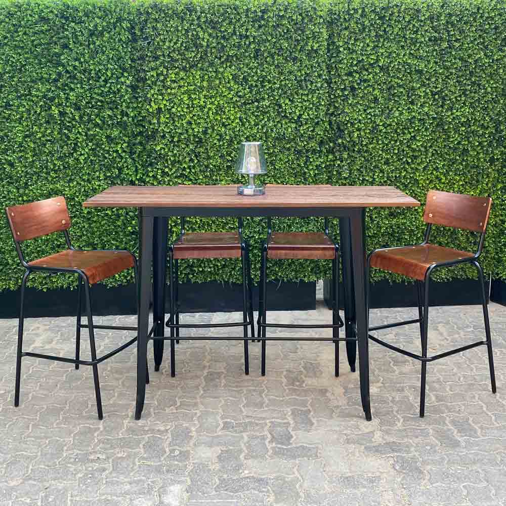 Loft 6 Seater Bar Table Black Legs Desert River Rentals