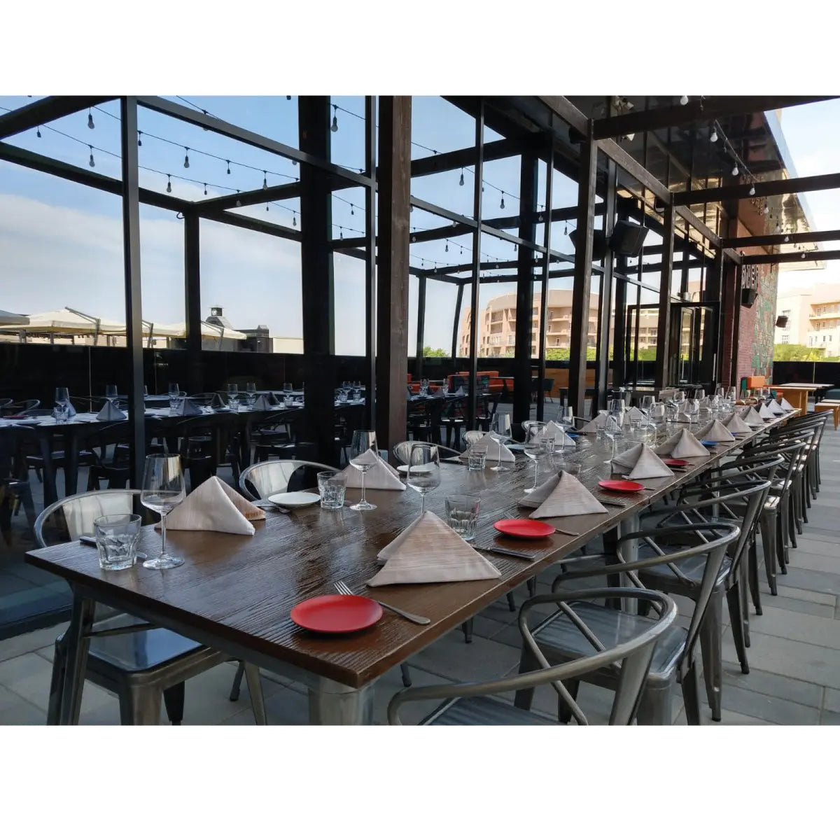 Loft 6 seater dining table gunmetal Desert River Rentals