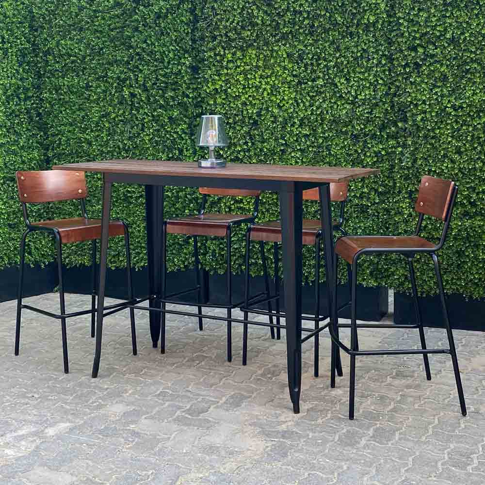 Loft 6 Seater Bar Table Black Legs Desert River Rentals