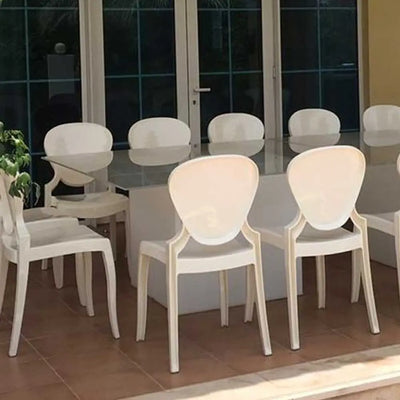 Mystery dining chair white Desert River Rentals