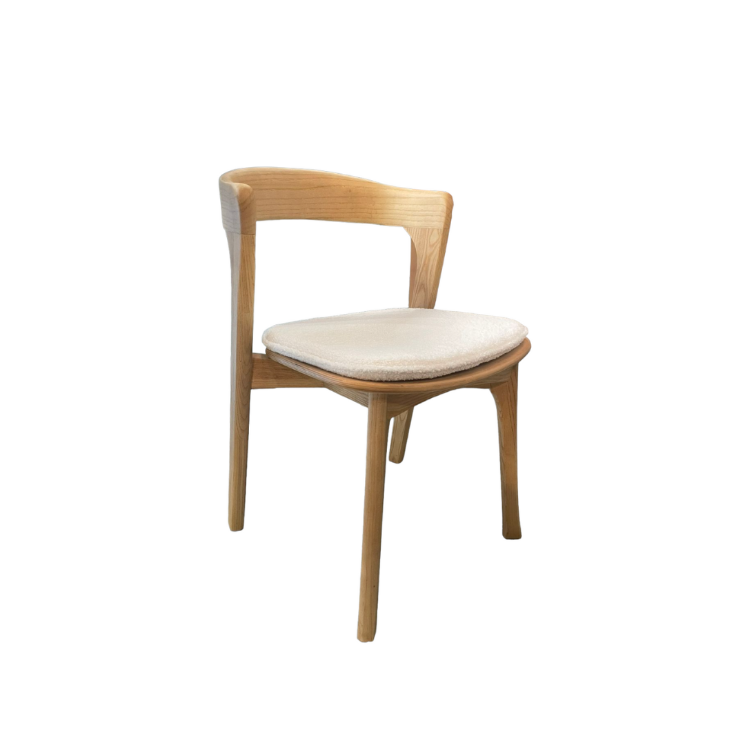 Nino Dining Chair (Natural Elmwood with Seat Pad) Desert River Rentals