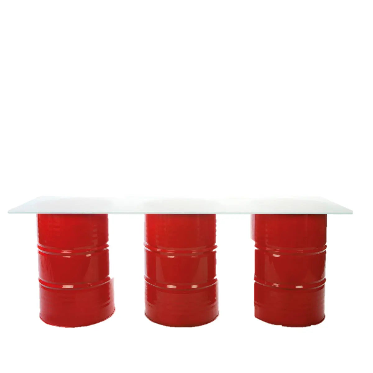 Oil drum buffet table red Desert River Rentals
