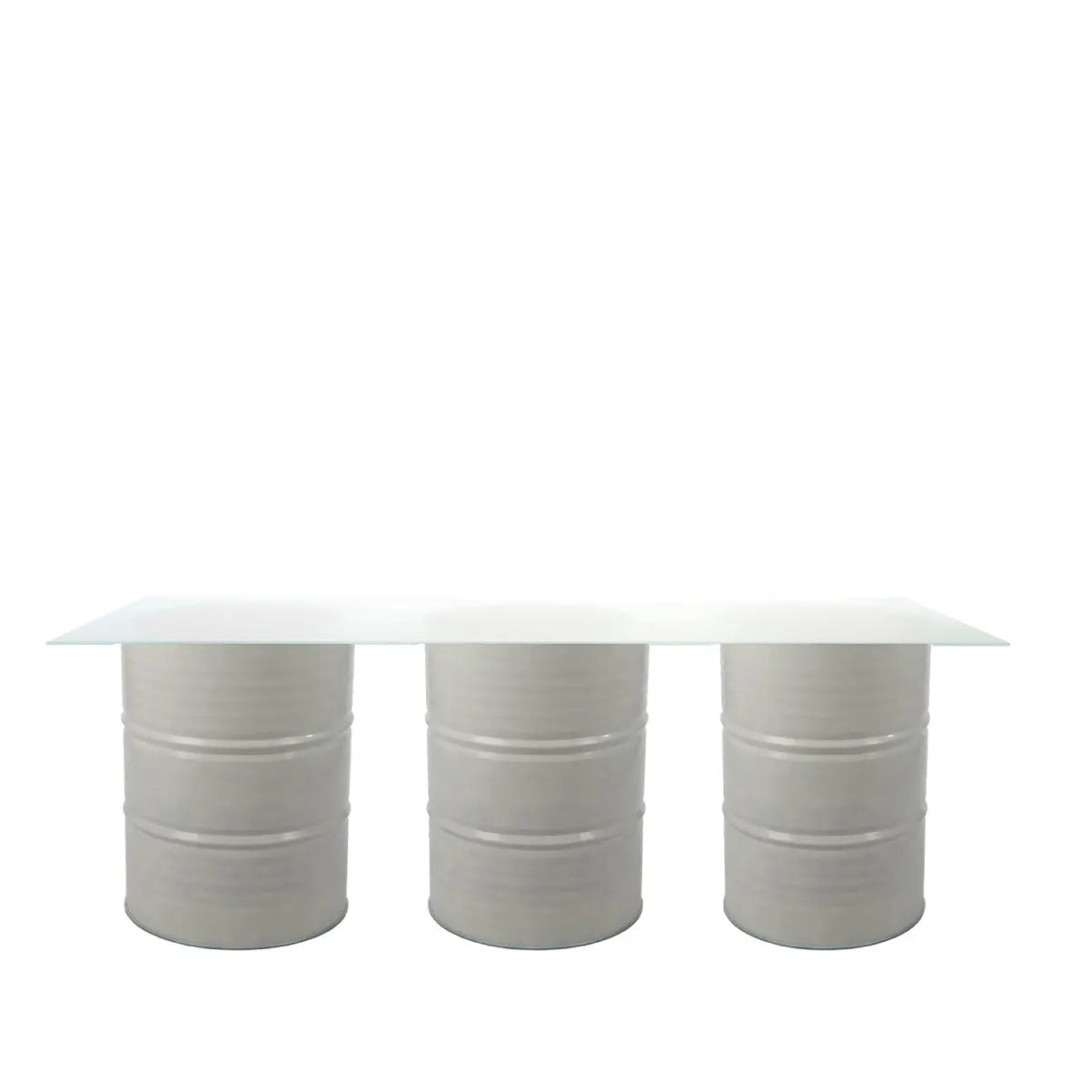 Oil drum buffet table white Desert River Rentals