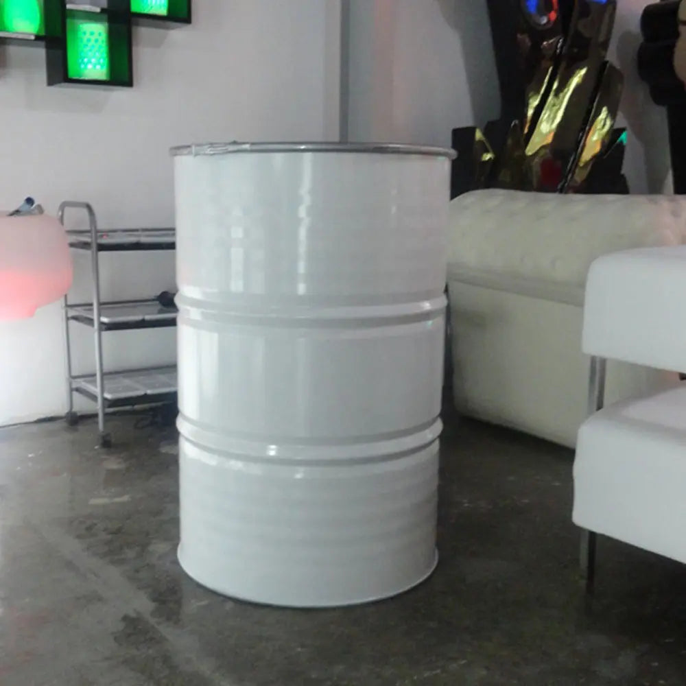 Oil drum table white Desert River Rentals