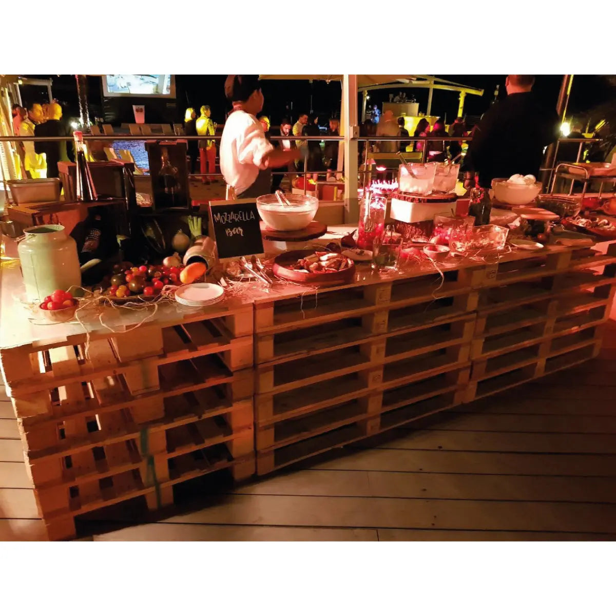 Pallet illuminated buffet table, large Desert River Rentals
