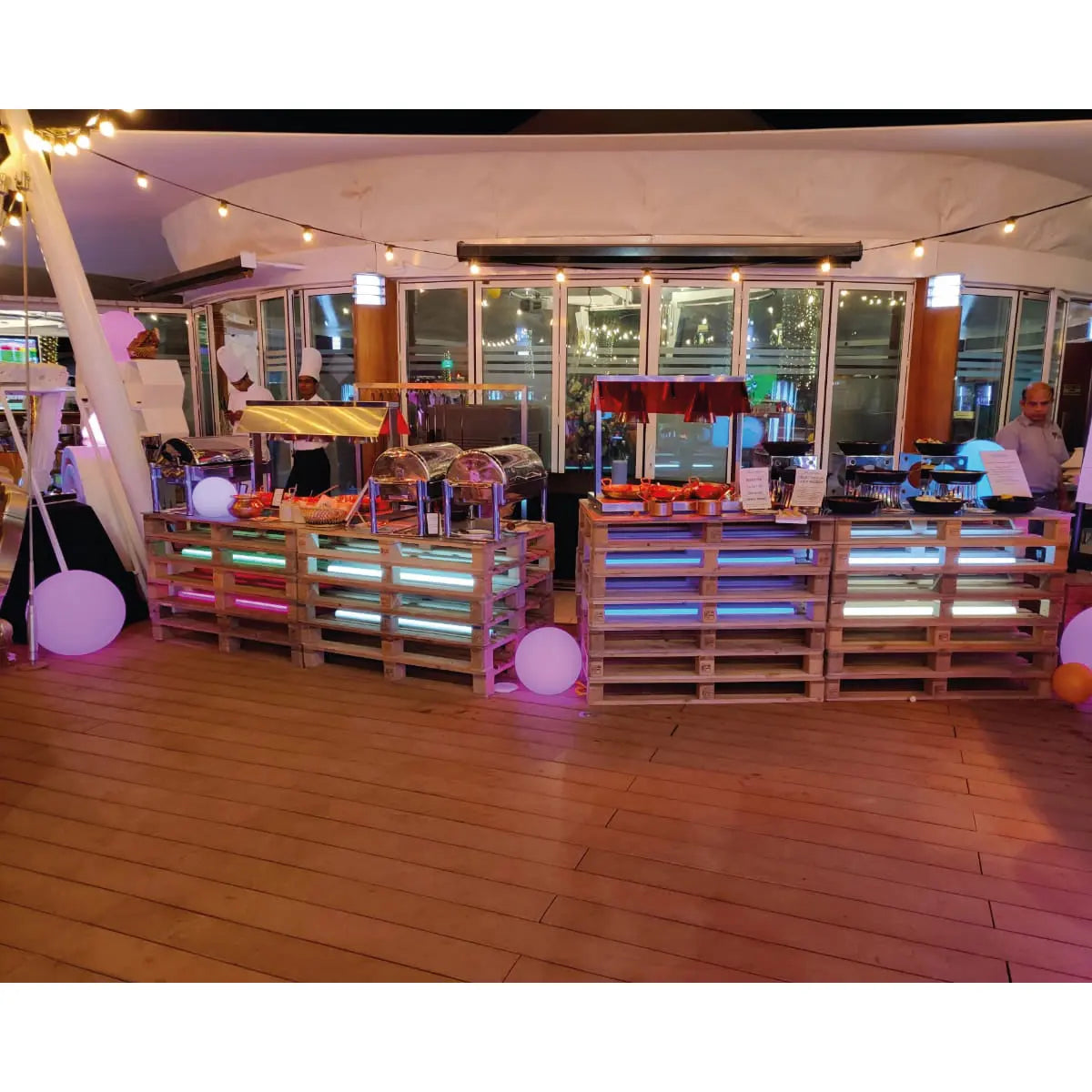 Pallet illuminated buffet table, small Desert River Rentals