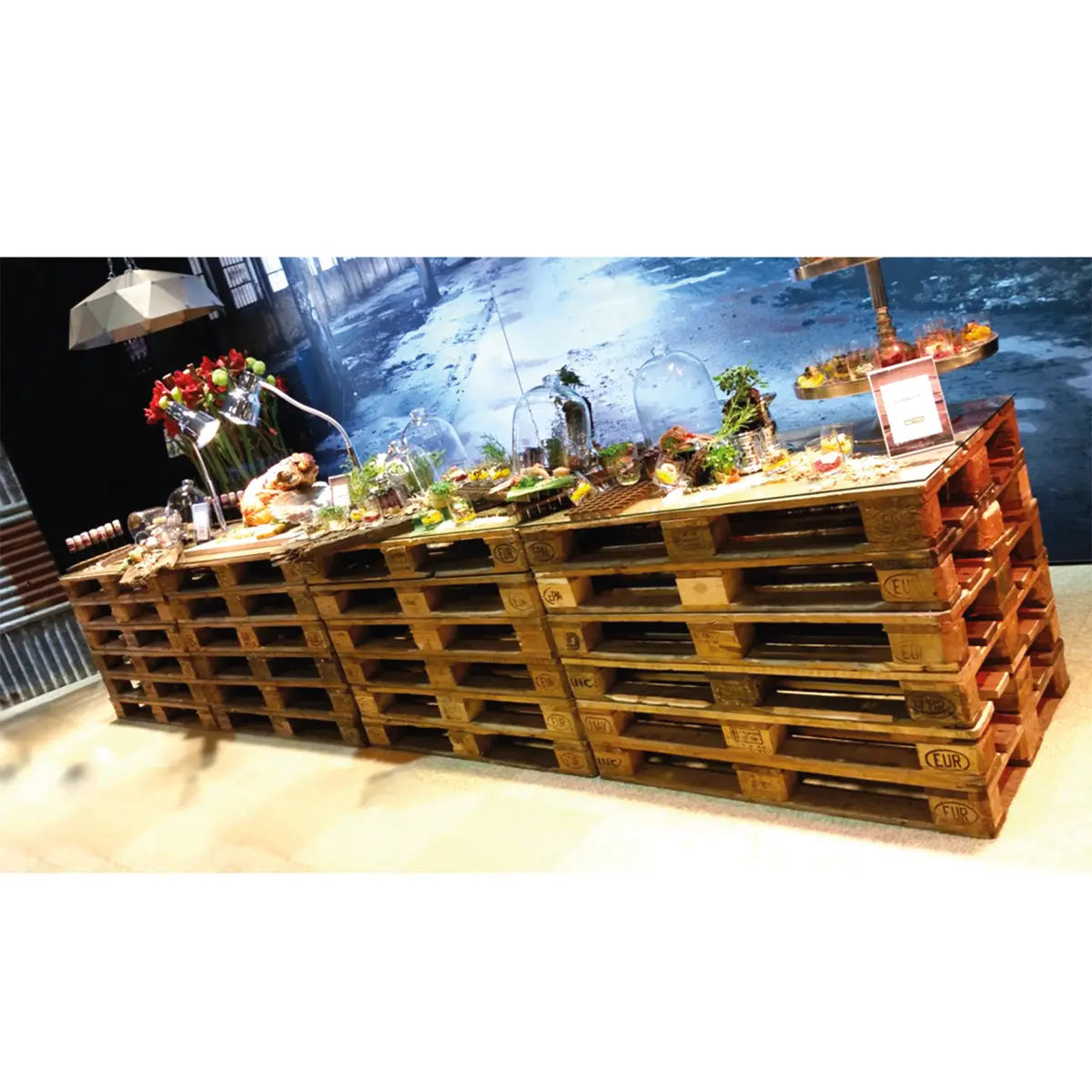 Pallet illuminated buffet table, small Desert River Rentals