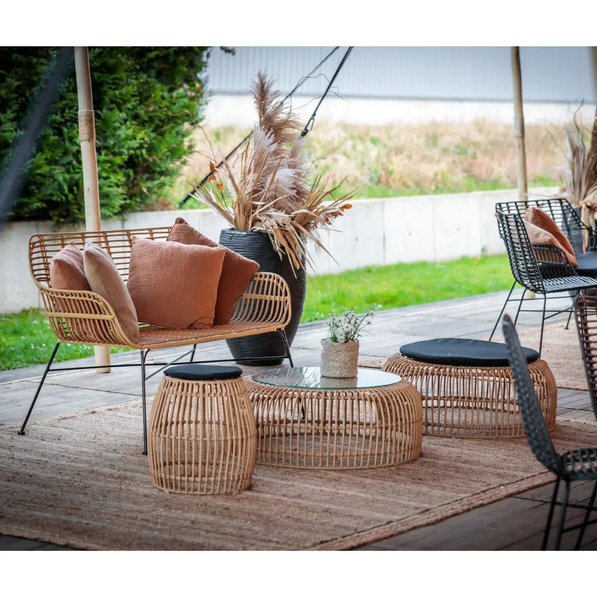 Palm springs coffee table with glass top Desert River Rentals