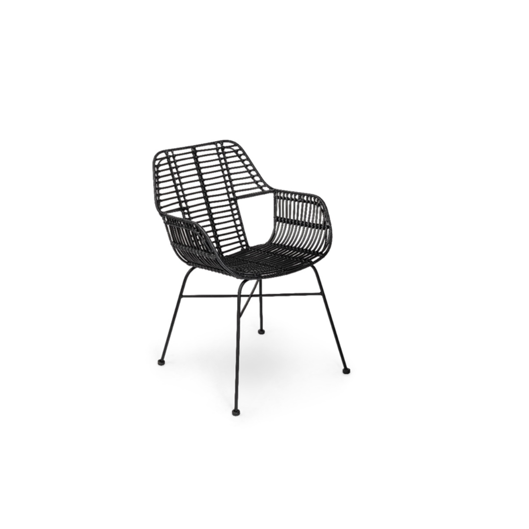 Palm Springs Dining Chair (Black with Arms) Desert River Rentals