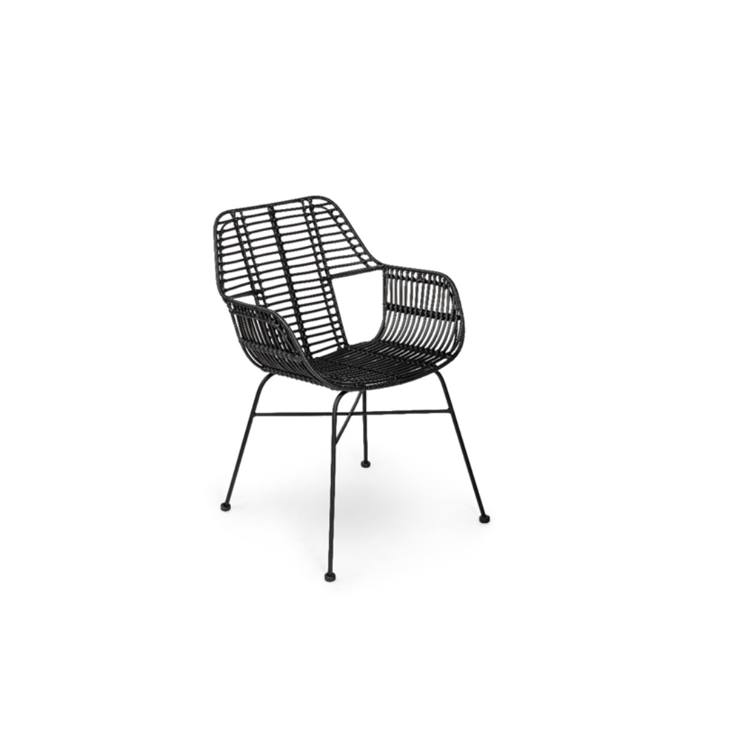 Palm Springs Dining Chair with Arms - Black