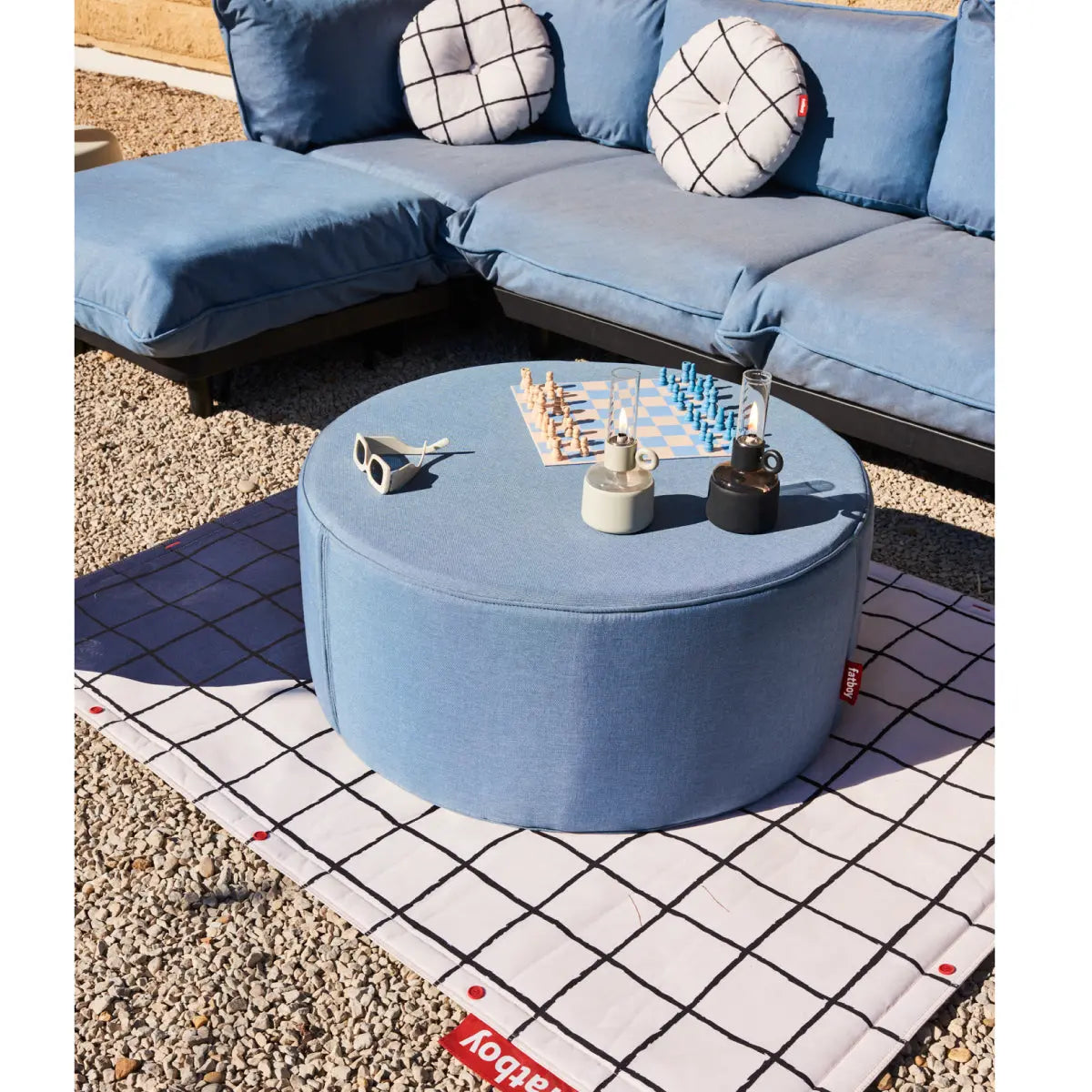 Paradise ottoman storm blue Desert River Rentals