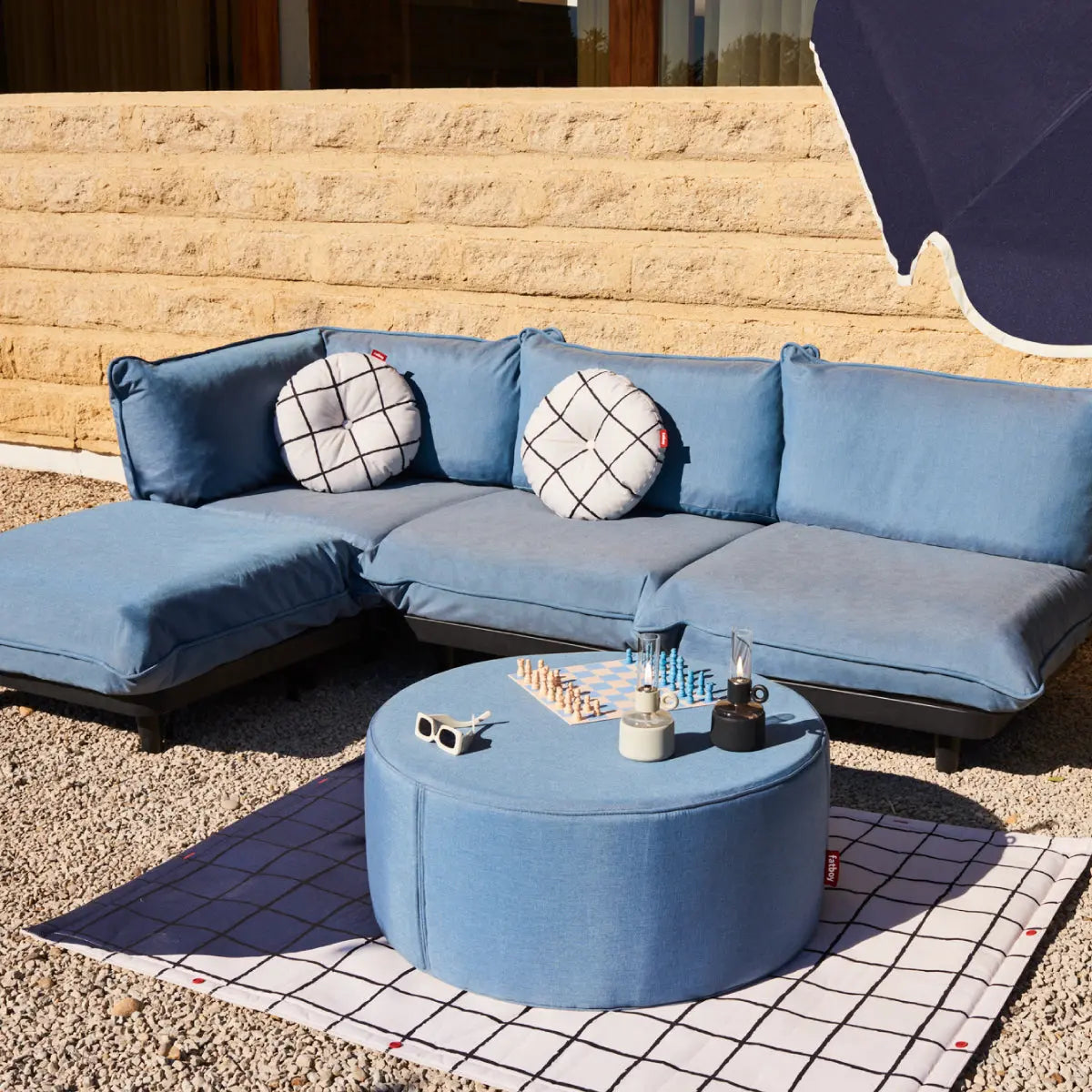 Paradise ottoman storm blue - outdoor seating for rental in Dubai