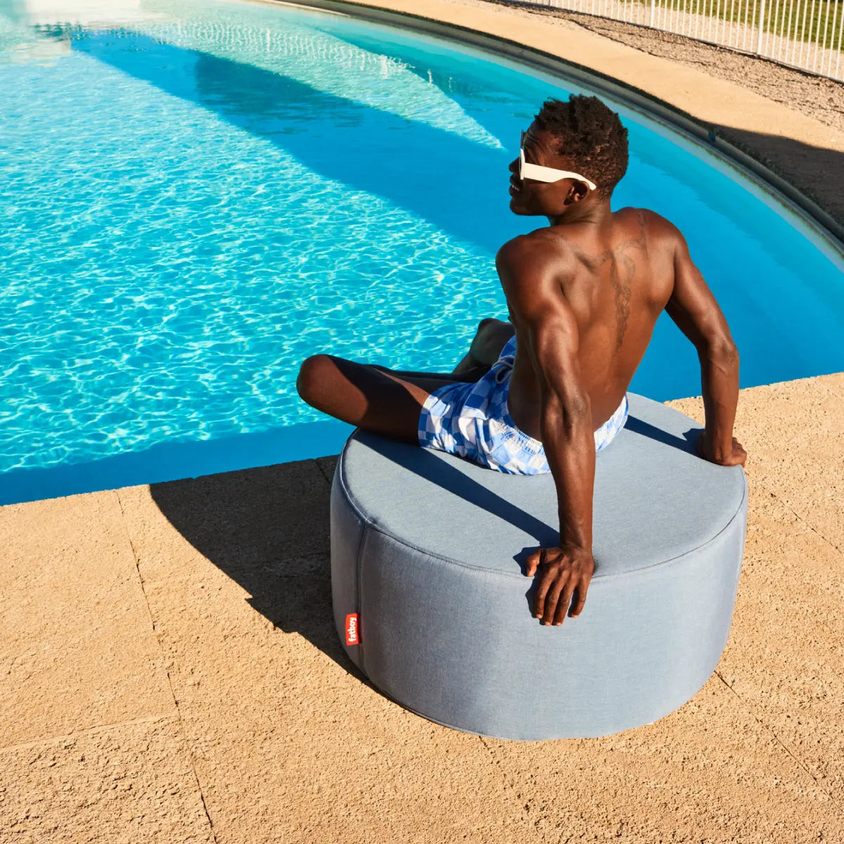 Paradise ottoman storm blue Desert River Rentals