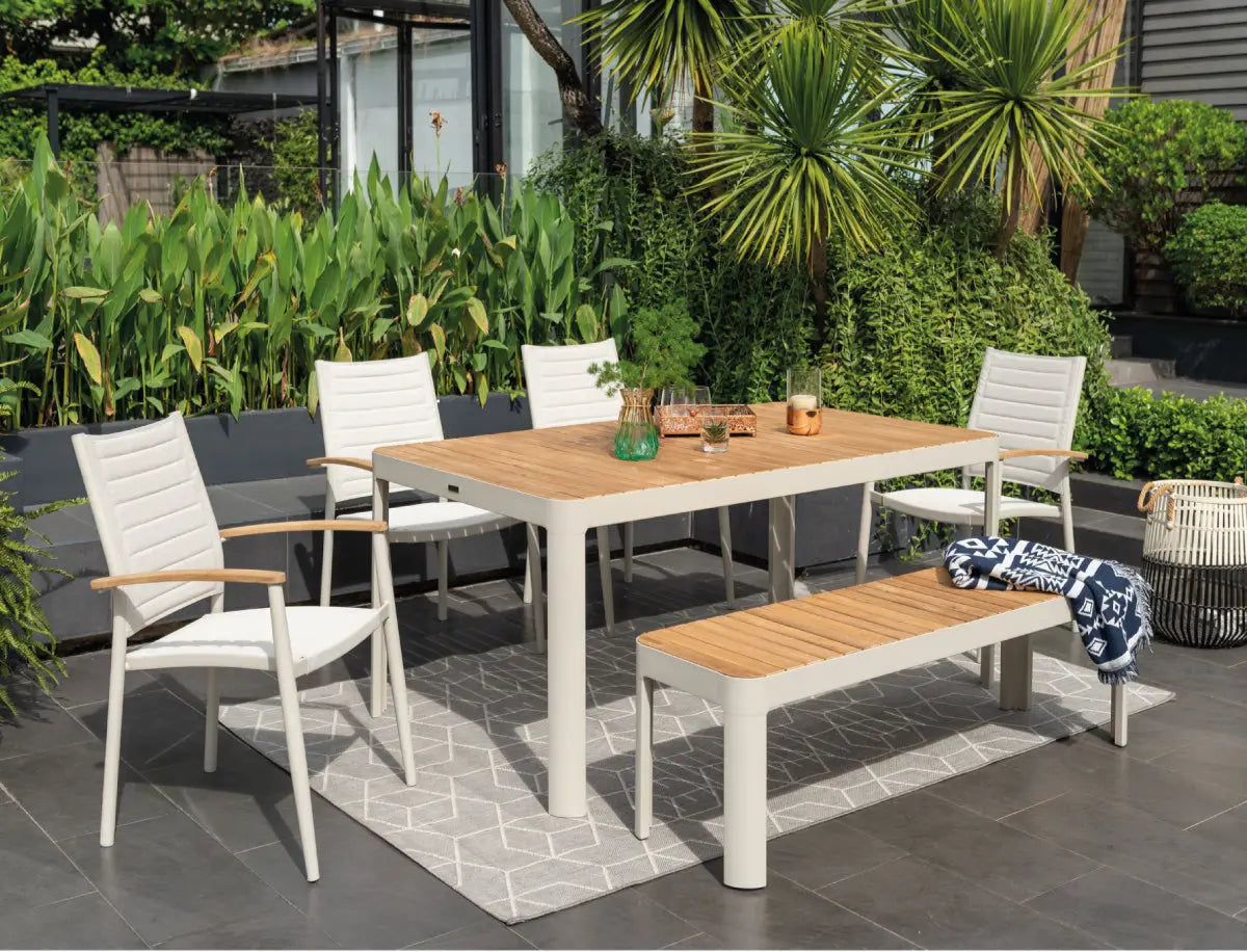 Portals 8 seater dining table & bench set Desert River Rentals