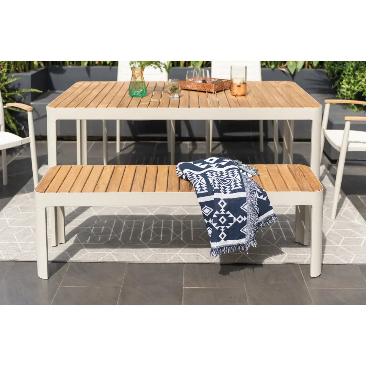 Portals 8 seater dining table & bench set Desert River Rentals