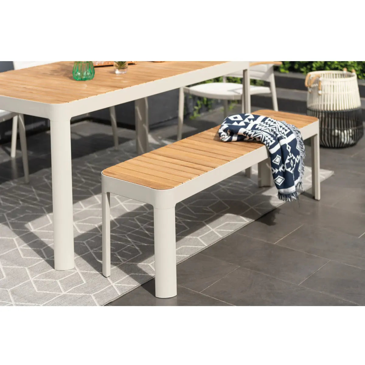 Portals 8 seater dining table & bench set Desert River Rentals