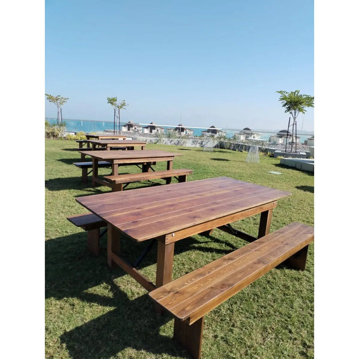 Soho farmhouse picnic table set Desert River Rentals
