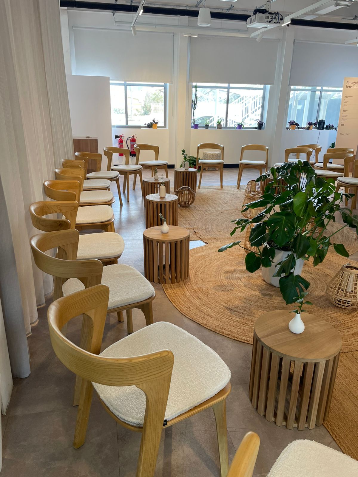 Nino Dining Chair (Natural Elmwood with Seat Pad) Desert River Rentals