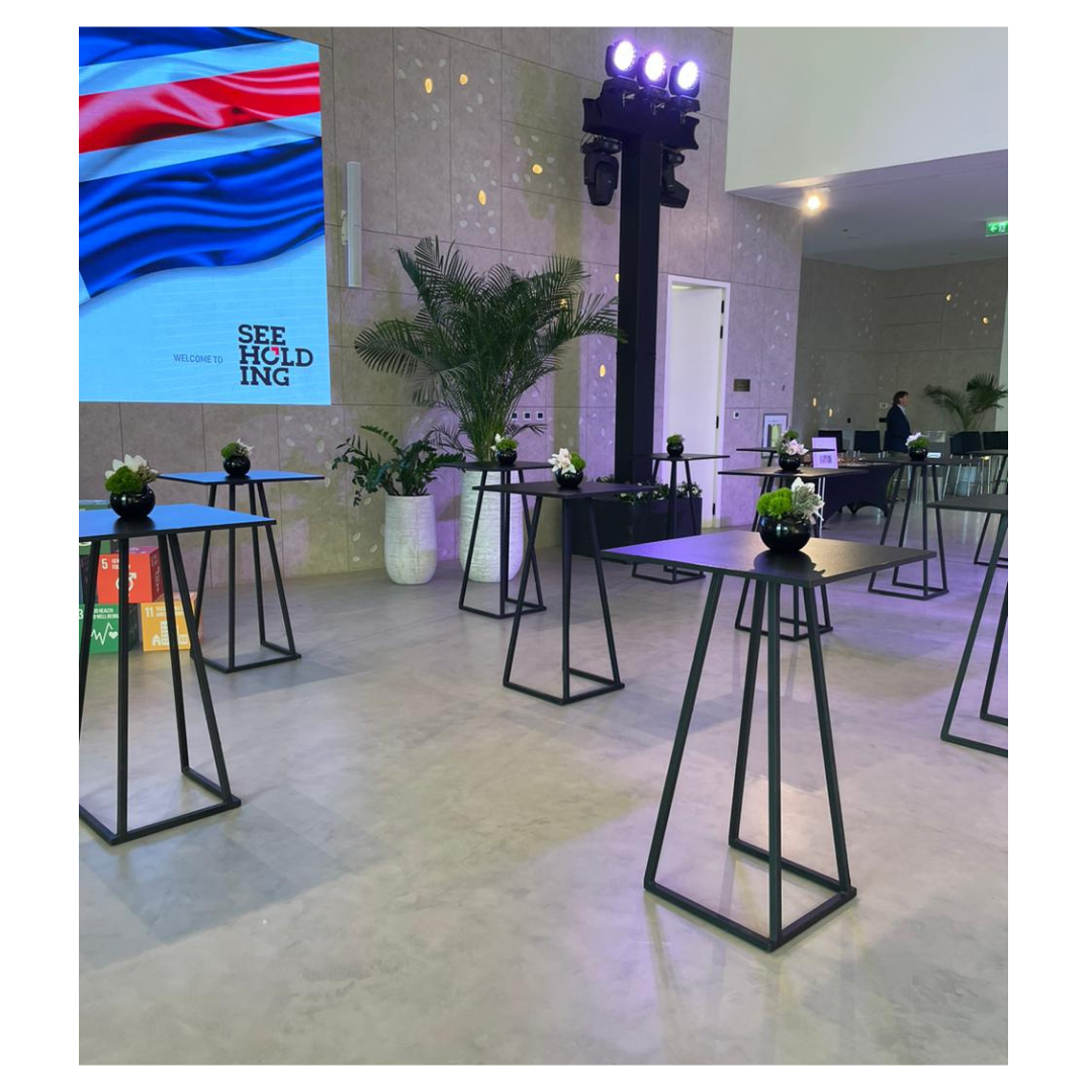 Linea Cocktail Table (Black Frame with Black Top) Desert River Rentals