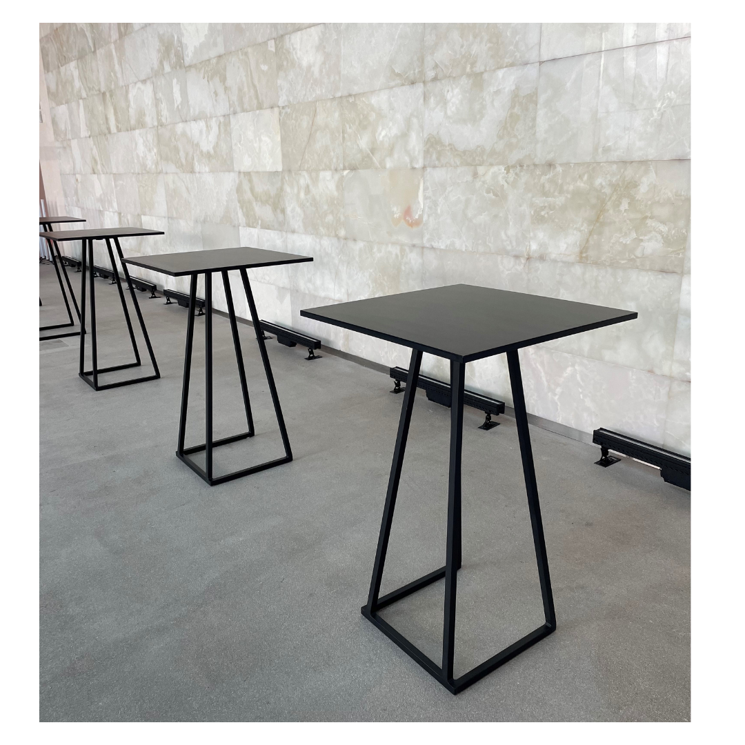 Linea Cocktail Table (Black Frame with Black Top) Desert River Rentals
