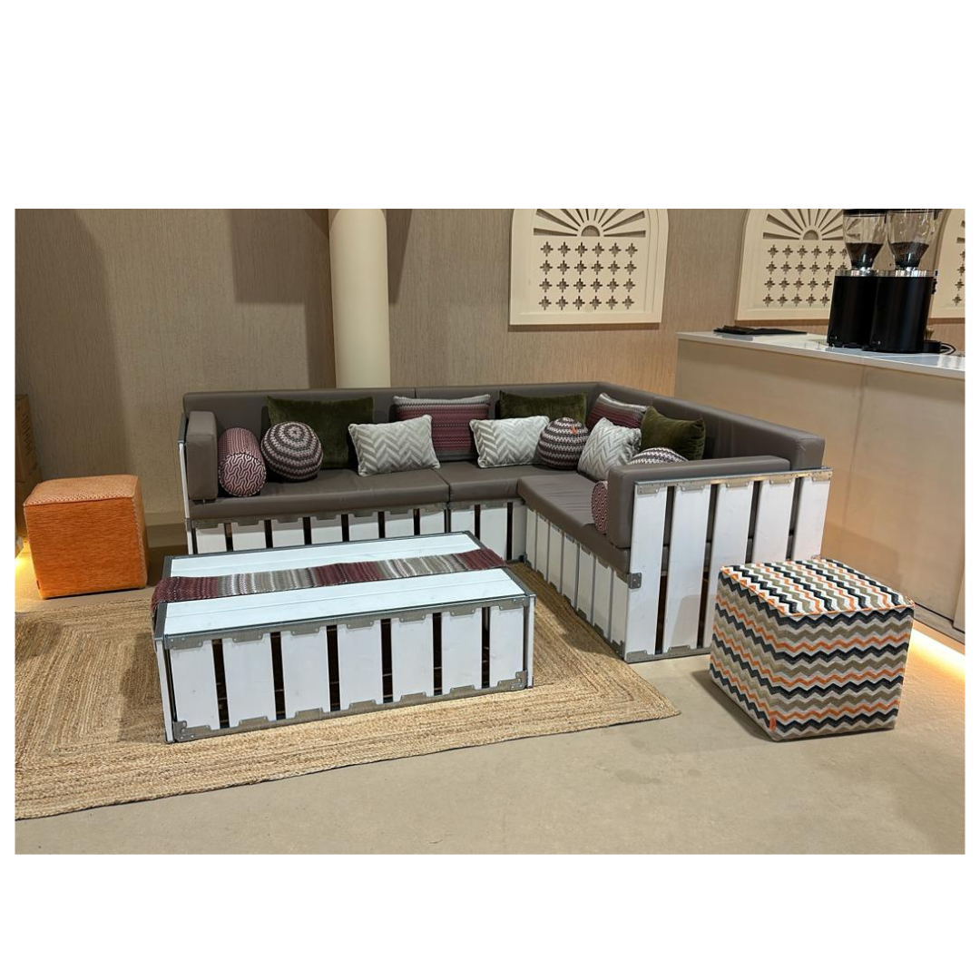 Arabica 6 Seater Lounge White Wood Desert River Rentals