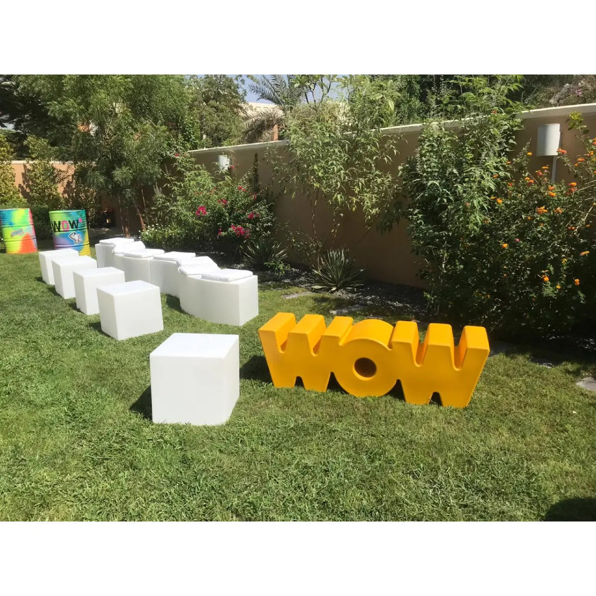 WOW bench yellow Desert River Rentals