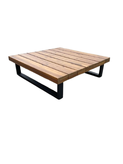 Linea Coffee Table (Black Frame with Bamboo Top) Desert River Rentals